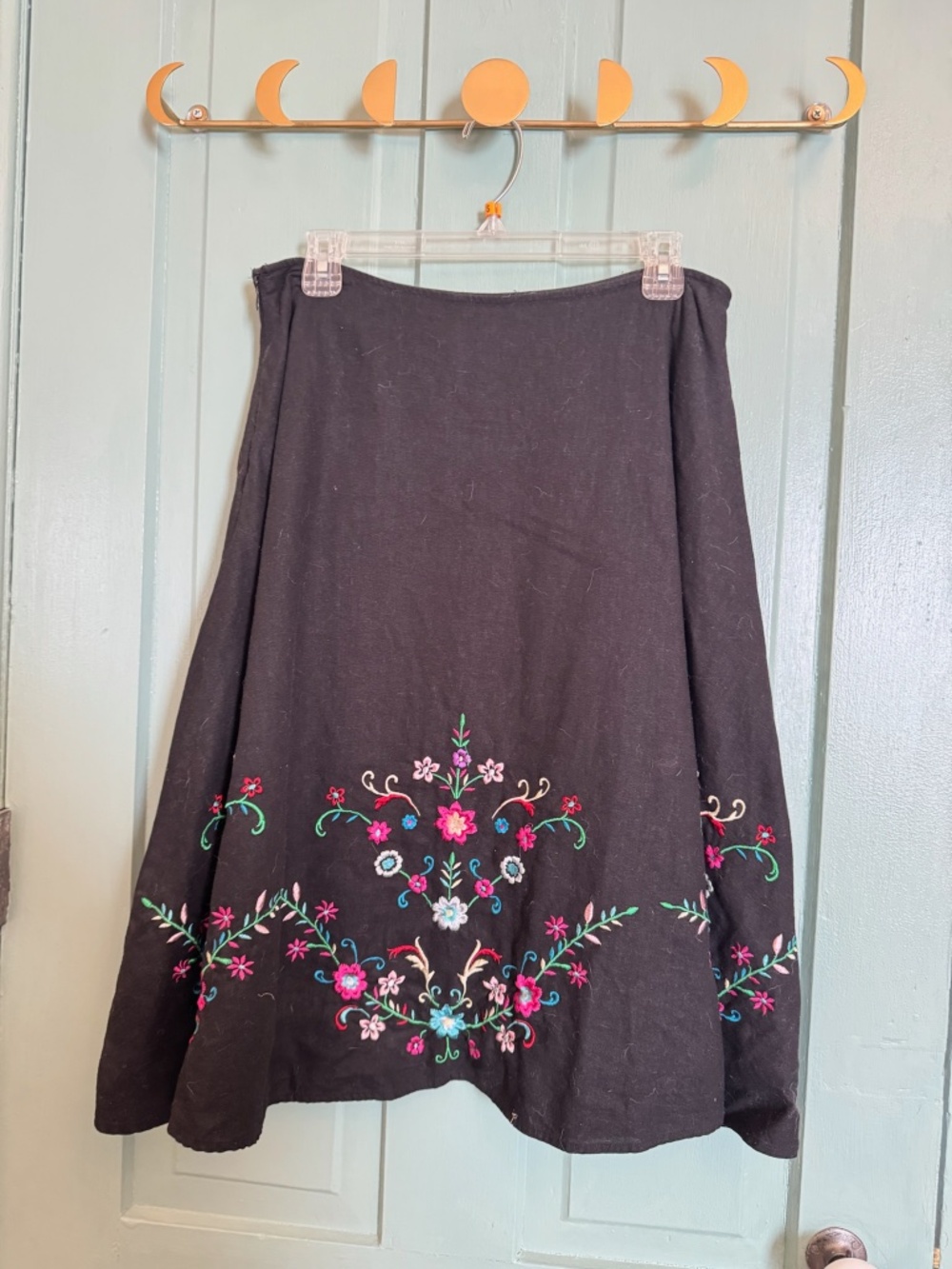 Florial Embroidered Midi Skirt